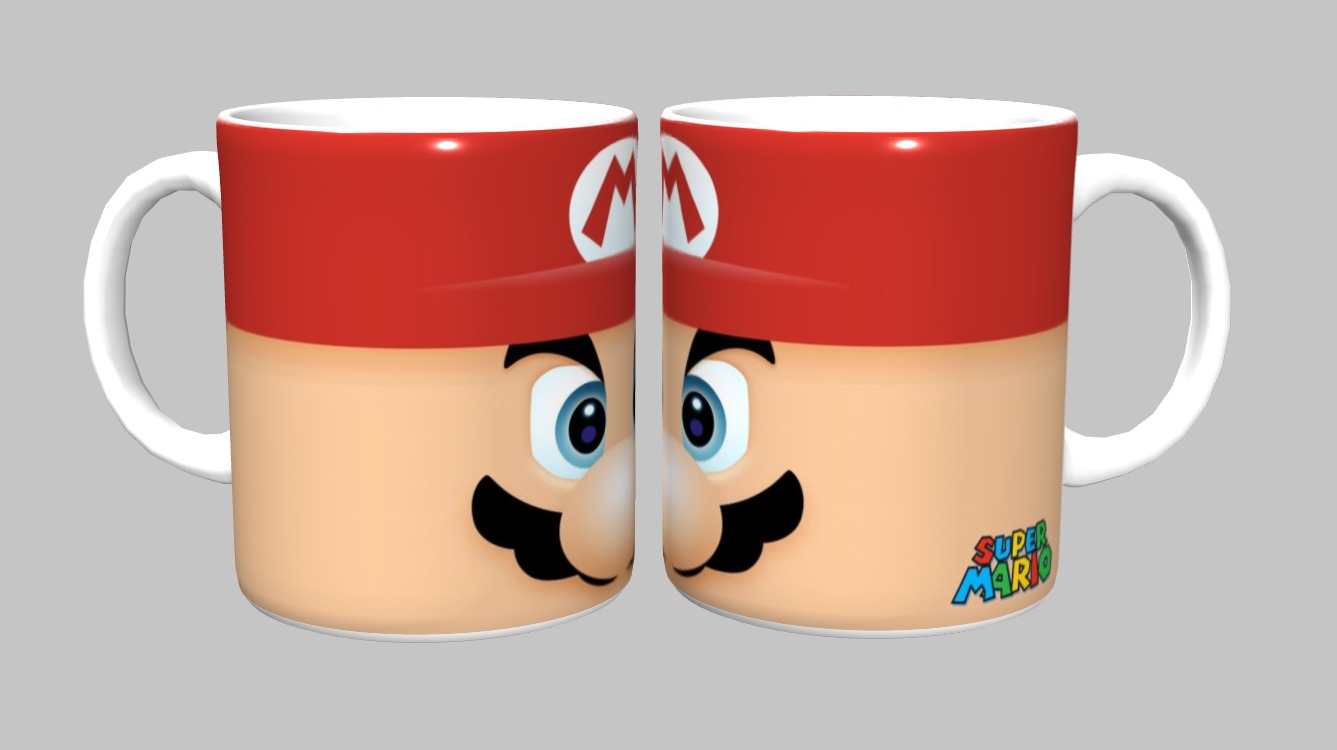Caneca Mario 325ml Porcelana Branca Sublimada
