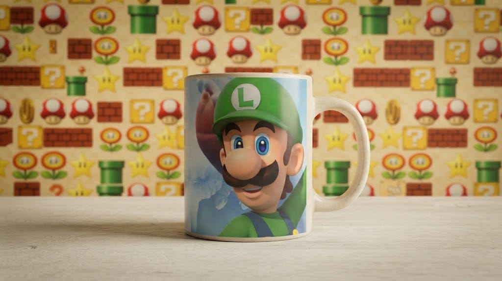 Caneca Mario 325ml Porcelana Branca Sublimada – Luigi, Mario e Princesa Peach - Imagem 3