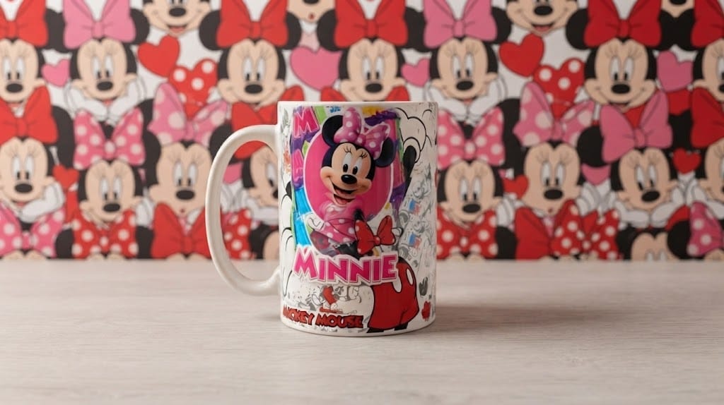 Caneca Minnie Mouse 325ml Porcelana Branca Sublimada – Presente Disney - Imagem 2