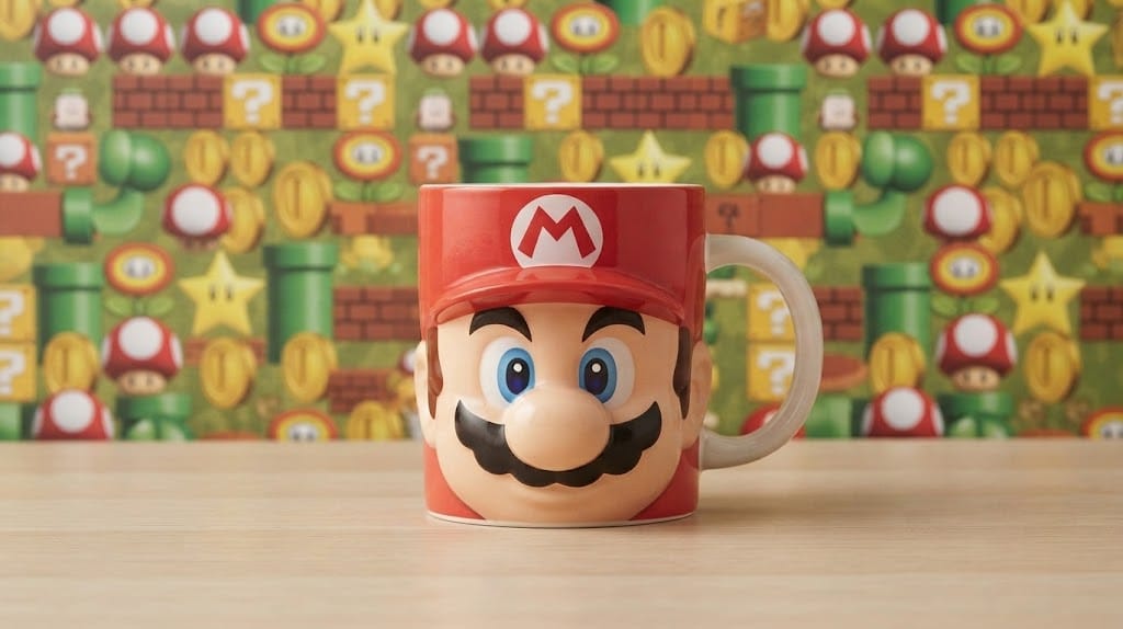 Caneca Mario 325ml Porcelana Branca Sublimada - Imagem 2
