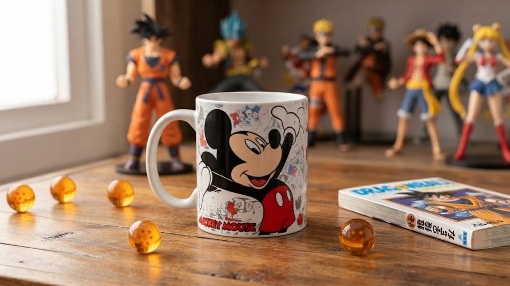 Caneca Mickey Mouse 325ml de Porcelana Branca Sublimada - Imagem 2