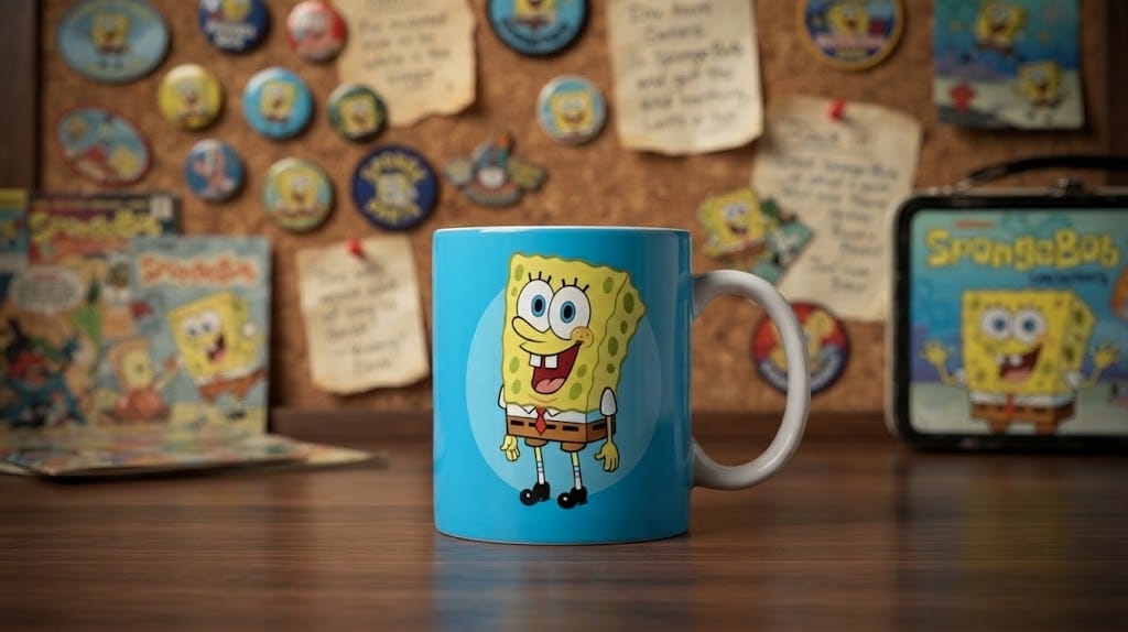 Caneca de Porcelana Bob Esponja Calça Quadrada - 325ml - Imagem 2