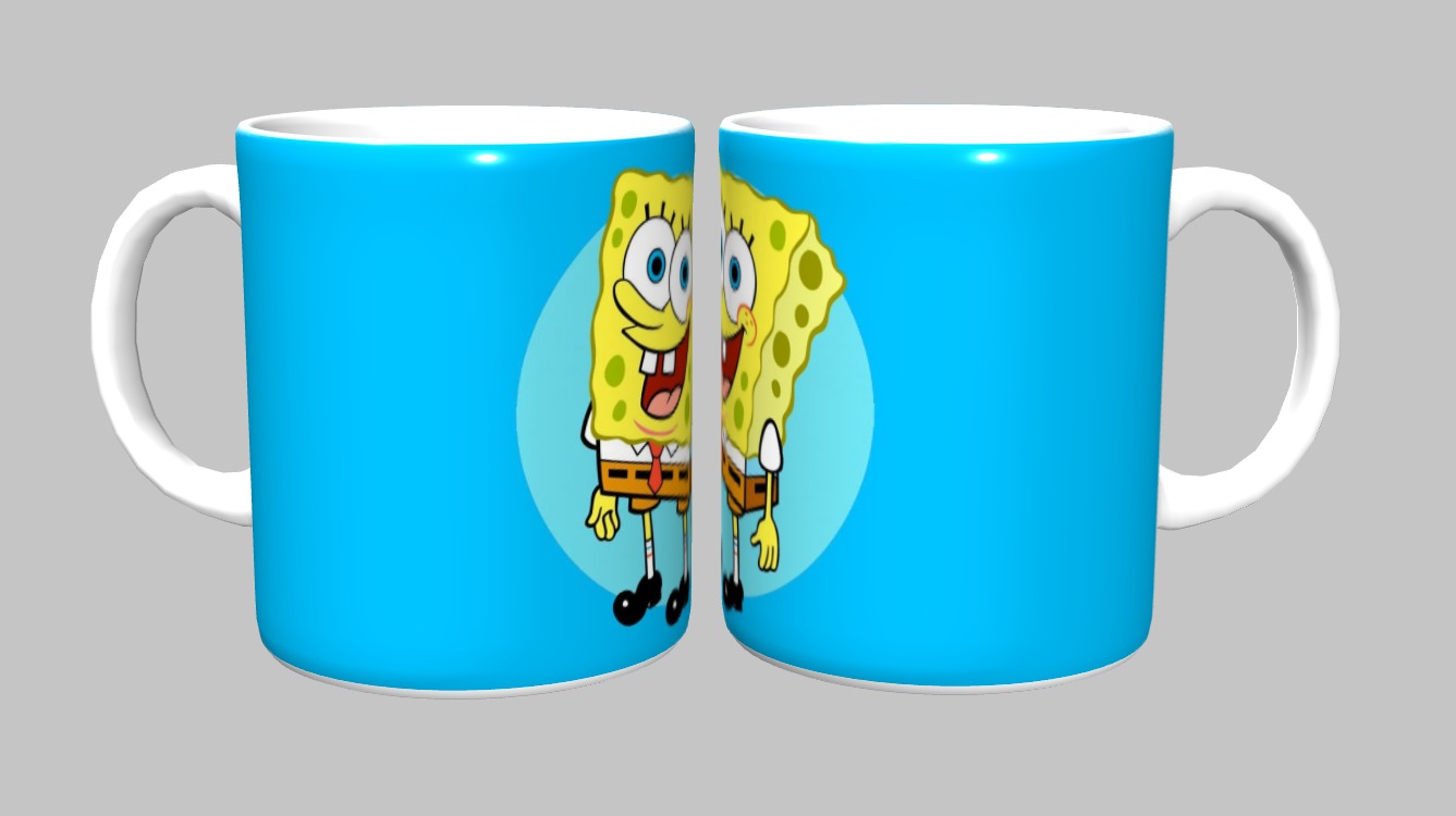 Caneca de Porcelana Bob Esponja Calça Quadrada - 325ml