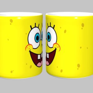 Caneca de Porcelana Bob Esponja Calça Quadrada - 325ml - Edição Divertida