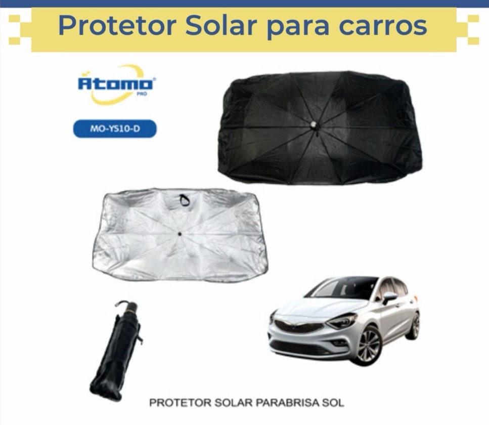 Protetor Solar Para Para-brisa Automotivo Dobrável 130x80cm 10 Hastes