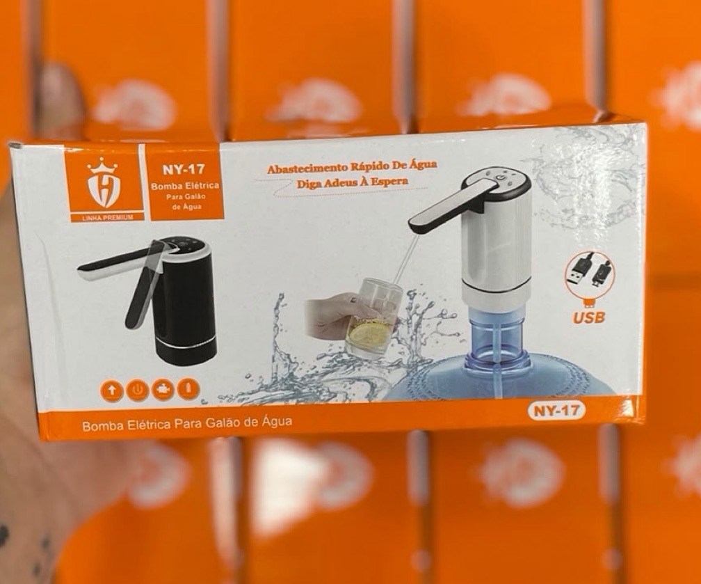 Bomba Elétrica para Galão de Água NY-17 Recarregável USB – Garrafão 5L 10L 20L
