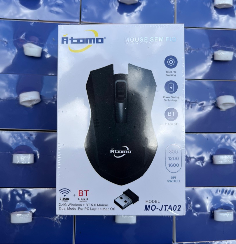 Mouse Sem Fio Dual Mode 2.4GHz + Bluetooth 3.0/5.0 1600 DPI USB Nano
