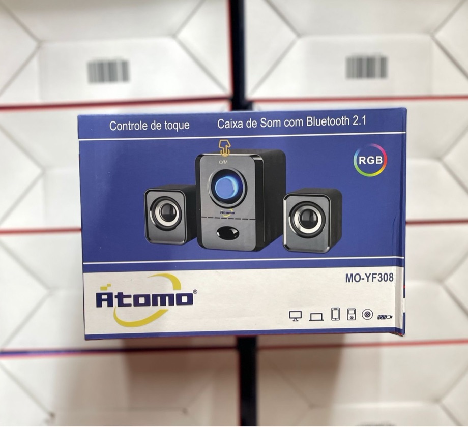 Caixa de Som Átomo MO-YF308 2.1 Bluetooth USB 11W RMS Subwoofer LED RGB