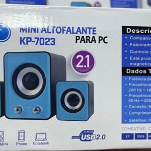 Caixa de Som Knup KP-7023 2.1 12W RMS com Subwoofer USB P2 para PC e Notebook