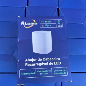 Abajur LED de Cabeceira Touch 18 LEDs 3 Cores Luz Quente Neutra Fria USB Recarregável