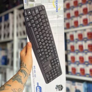 Teclado Átomo MO-KB-102 USB ABNT2 com Fio Multimídia Full Size Preto