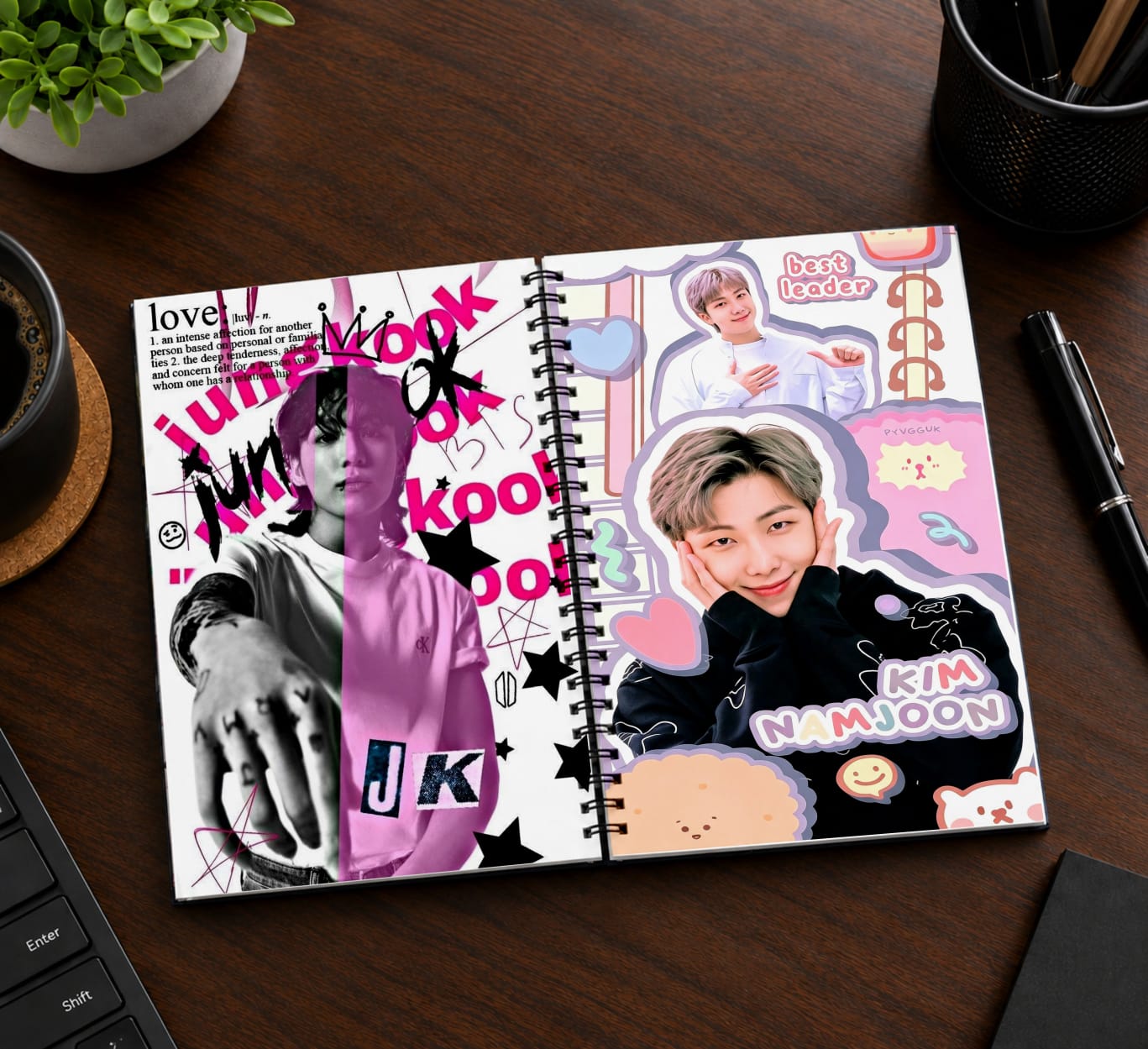 Kit BTS K-Pop Completo Caderno + Chaveiro NFC + Adesivos + Marcador de Página - Imagem 3